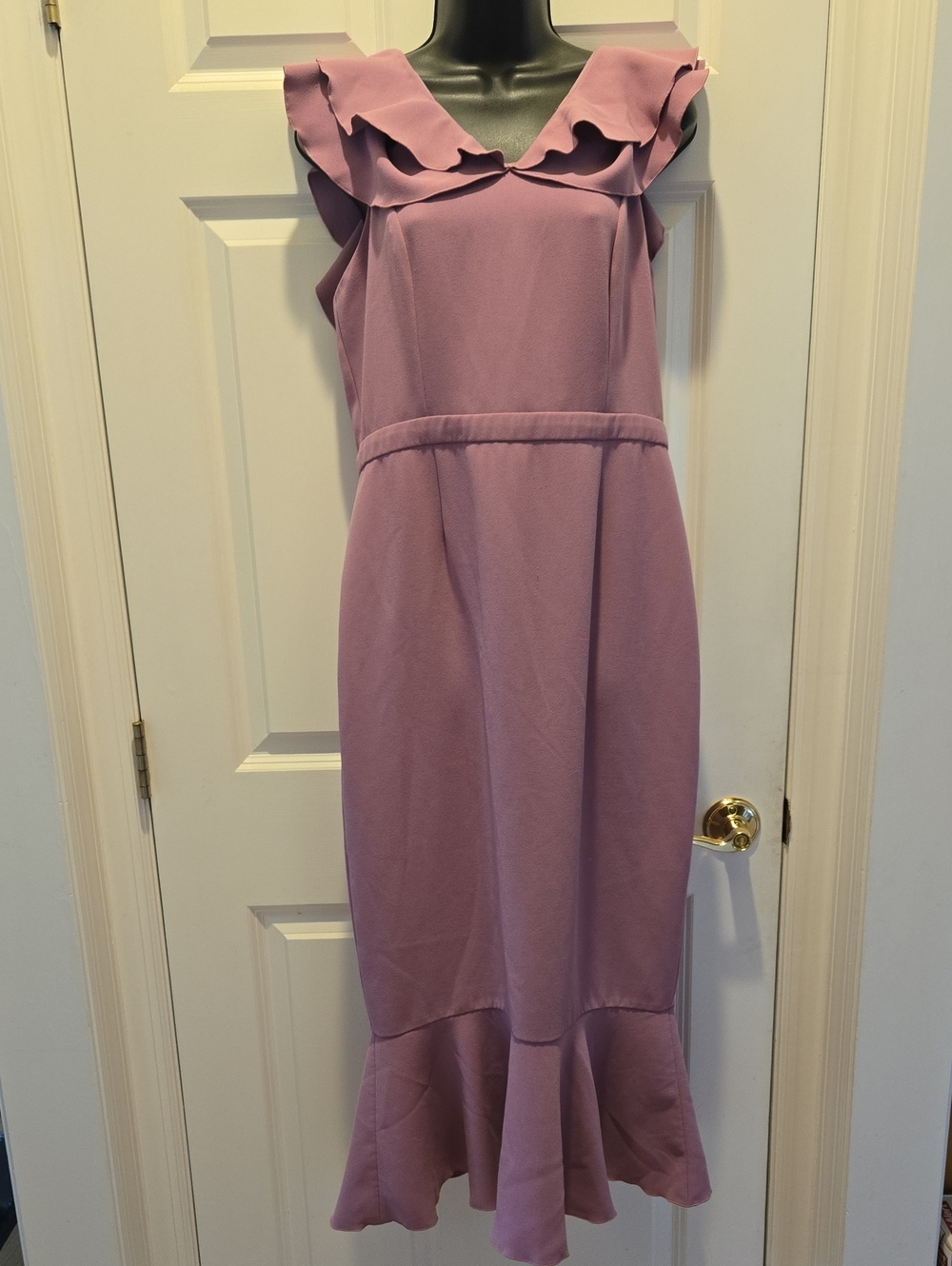 Rachel Zoe Mauve Ruffle Midi Dress โ Size 12 NWOT
